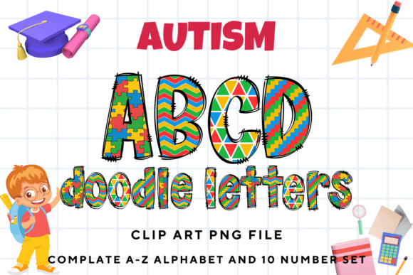 Autism Doodle Alphabet Awareness Letters: A Creative Design Asset