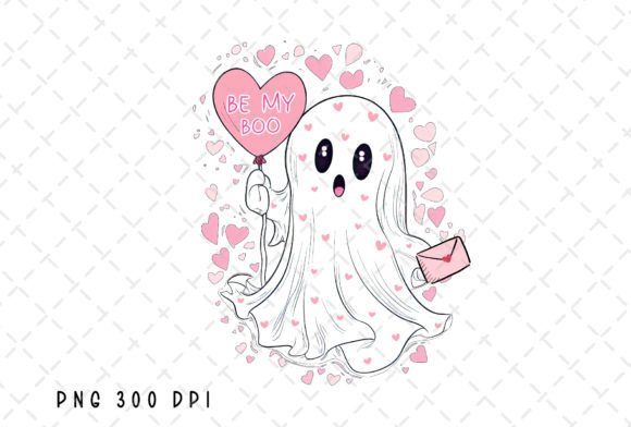 Be My Boo Ghost Heart: Valentine's Day Design Asset