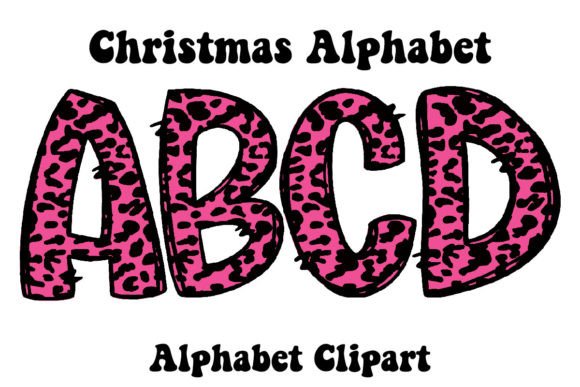 Christmas Alphabet Pink Leopard Doodle: Festive & Fierce Design