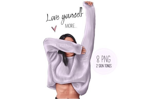 Fashion Girl Clipart: Elevate Your Brand with Whimsical, Self-Loving Illustrations