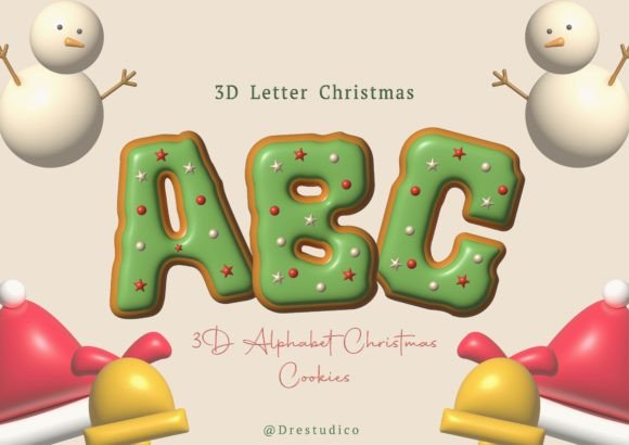 Green Gingerbread Christmas 3D Letter: Festive Depth