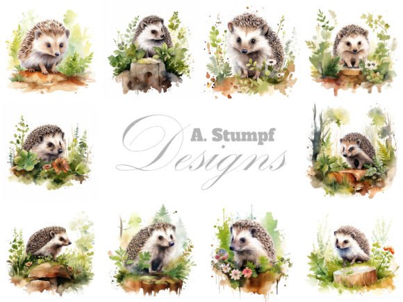 Hedgehog Watercolor Clipart Bundle: A Designer's Nature-Inspired Toolkit