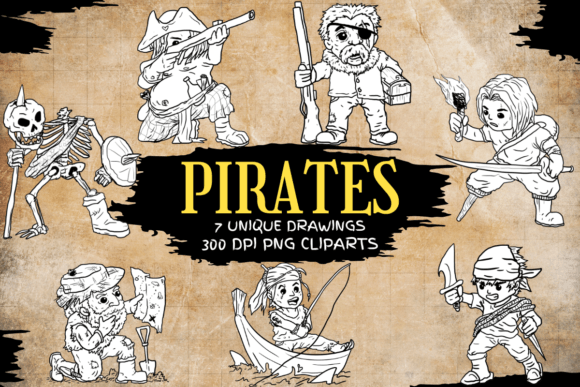 Pirates Clipart Digital Stamps Drawings: Your Treasure Map for Creative Projects