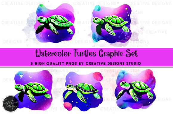 Rainbow Watercolor Turtles: A Splash of Joy for Your Designs