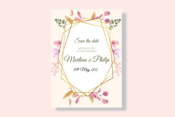 Realistic House Plant Wedding Cards: A Botanical Design Asset