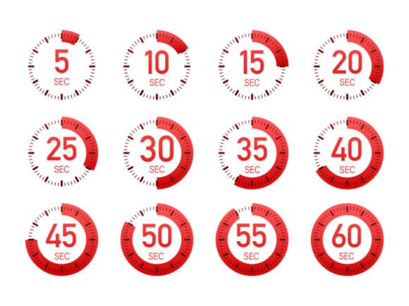 Set of Red Kitchen Timers: A Vintage Vector Collection