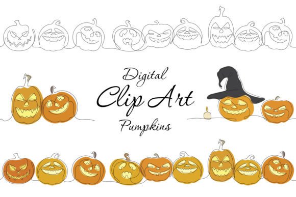 Stylish Halloween Pumpkins: Vector Clip Art for Modern Designs