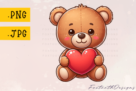 The Charm of a Brown Teddy Bear Holding Heart Clipart