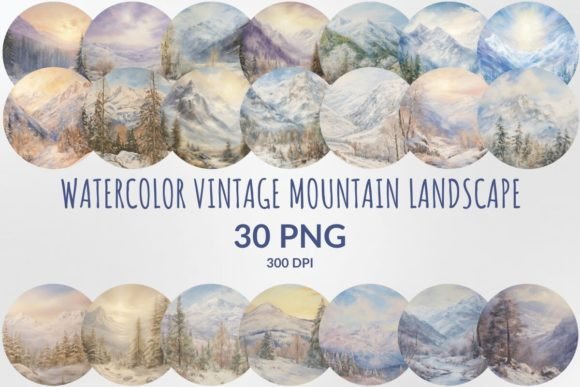 Timeless Alpine Art: Vintage Mountain Landscapes Sublimation