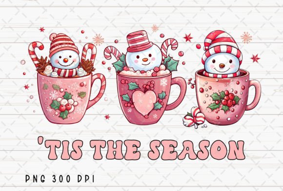 Tis the Season Pink Snowman Christmas: A Festive Design Asset
