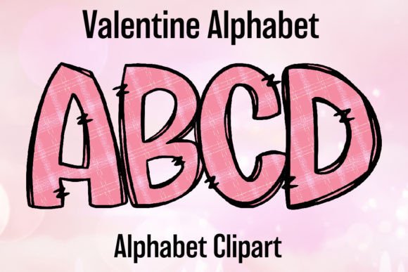 Valentine Clipart Doodle Alphabet Pink 2: A Playful Design Asset