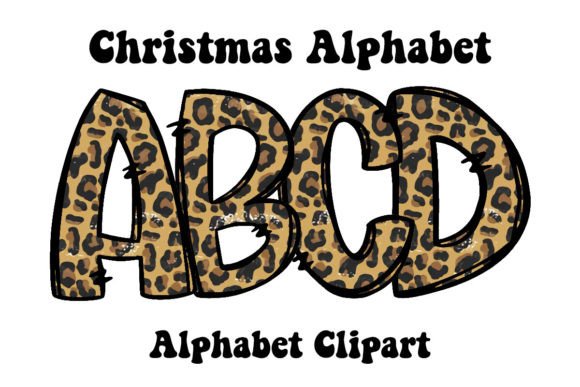 Wild Festive Flair: The Leopard Christmas Doodle Alphabet Png